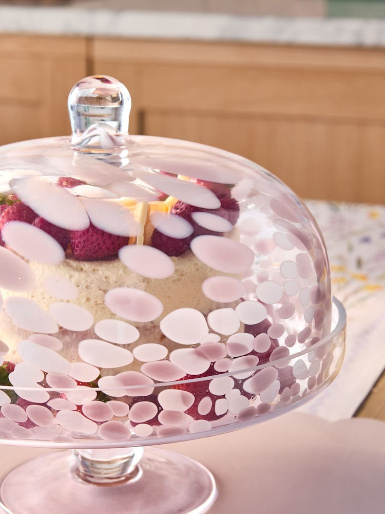 Pink Confetti Cloche Cake Glass Stand - Image 4 of 5