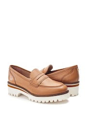 Moda in Pelle Brown Ellani Leather Chunky Snaffle Trim Loafers - Image 3 of 4