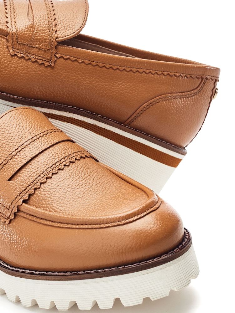 Moda in Pelle Brown Ellani Leather Chunky Snaffle Trim Loafers - Image 4 of 4 Moda in Pelle Brown Ellani Leather Chunky Snaffle Trim Loafers - Image 4 of 4