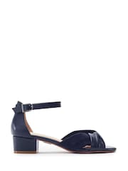 Moda in Pelle Blue Macadima Leather Two Part Block Heel Sandals - Image 1 of 4