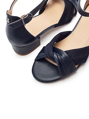 Moda in Pelle Blue Macadima Leather Two Part Block Heel Sandals - Image 4 of 4