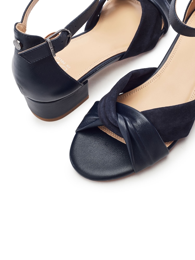 Moda in Pelle Blue Macadima Leather Two Part Block Heel Sandals - Image 4 of 4