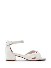 Moda in Pelle White Macadima Leather Two Part Block Heel Sandals - Image 1 of 4