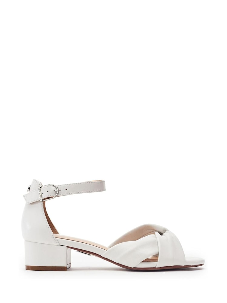 Moda in Pelle White Macadima Leather Two Part Block Heel Sandals - Image 1 of 4