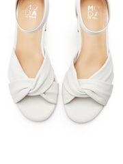 Moda in Pelle White Macadima Leather Two Part Block Heel Sandals - Image 4 of 4