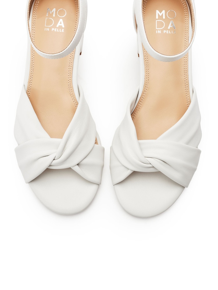 Moda in Pelle White Macadima Leather Two Part Block Heel Sandals - Image 4 of 4
