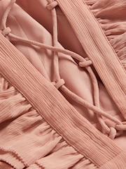 Ted Baker Dusky Pink Ashleih Crinkle Crepé Maxi Dress With Ruffle - Image 4 of 5