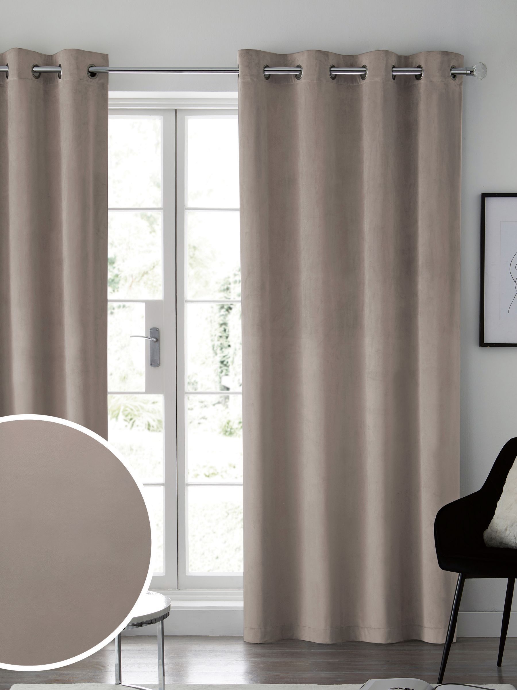 Natural Mink Matte Velvet Blackout Thermal Curtains