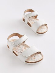 White Leather Standard Fit (F) Leather Corkbed Sandals - Image 2 of 6