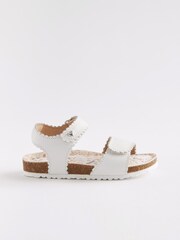 White Leather Standard Fit (F) Leather Corkbed Sandals - Image 3 of 6