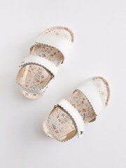 White Leather Standard Fit (F) Leather Corkbed Sandals - Image 4 of 6