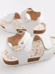 White Leather Standard Fit (F) Leather Corkbed Sandals - Image 5 of 6