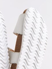 White Leather Standard Fit (F) Leather Corkbed Sandals - Image 6 of 6