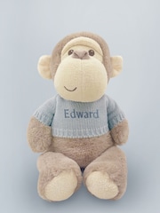 Babyblooms Blue Personalised Monkey Soft Toy with Snuggle Wrap Gift Set - Image 2 of 5