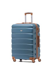 Flight Knight Blue/Tan Medium Hardcase Lightweight Check In Suitcase With 4 Wheels - Image 1 of 7