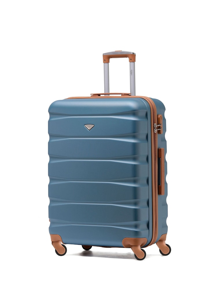 Flight Knight Blue/Tan Medium Hardcase Lightweight Check In Suitcase With 4 Wheels - Image 1 of 7