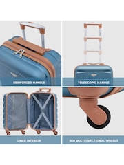 Flight Knight Blue/Tan Medium Hardcase Lightweight Check In Suitcase With 4 Wheels - Image 2 of 7