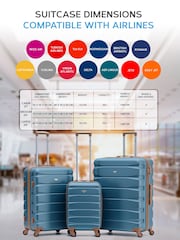 Flight Knight Blue/Tan Medium Hardcase Lightweight Check In Suitcase With 4 Wheels - Image 5 of 7