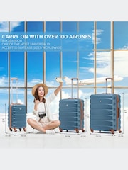 Flight Knight Blue/Tan Medium Hardcase Lightweight Check In Suitcase With 4 Wheels - Image 6 of 7