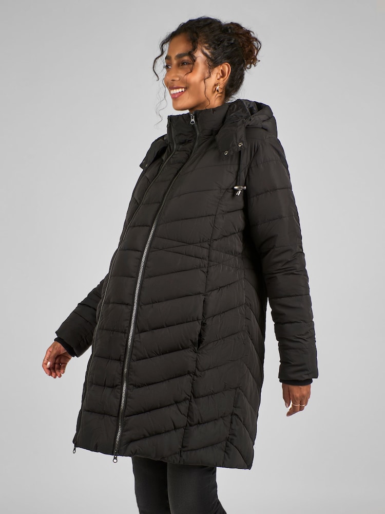 JoJo Maman Bébé Black 2-in-1 Maternity Puffer Coat - Image 2 of 5