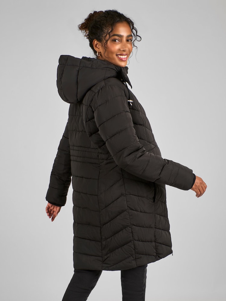 JoJo Maman Bébé Black 2-in-1 Maternity Puffer Coat - Image 3 of 5