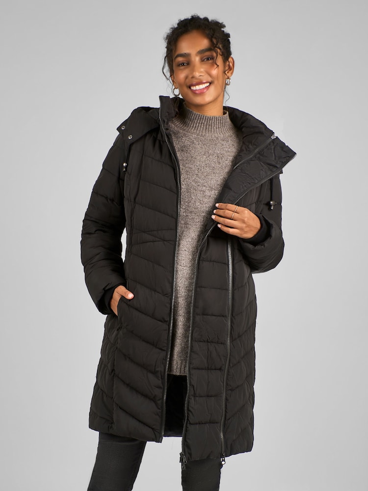 JoJo Maman Bébé Black 2-in-1 Maternity Puffer Coat - Image 4 of 5