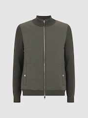 Reiss Forest Green Amos Hybrid Zip-Through Quilted Jacket - Image 2 of 4