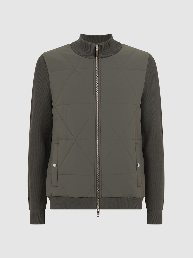 Reiss Forest Green Amos Hybrid Zip-Through Quilted Jacket - Image 2 of 4