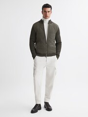 Reiss Forest Green Amos Hybrid Zip-Through Quilted Jacket - Image 3 of 4