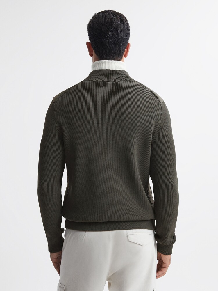 Reiss Forest Green Amos Hybrid Zip-Through Quilted Jacket - Image 4 of 4