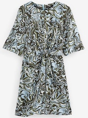 Blue Marble Print Next Twist Front Mini Dress - Image 5 of 5