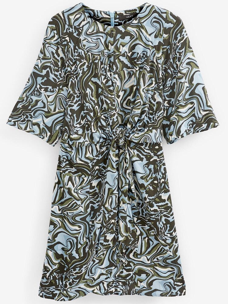 Blue Marble Print Next Twist Front Mini Dress - Image 5 of 5