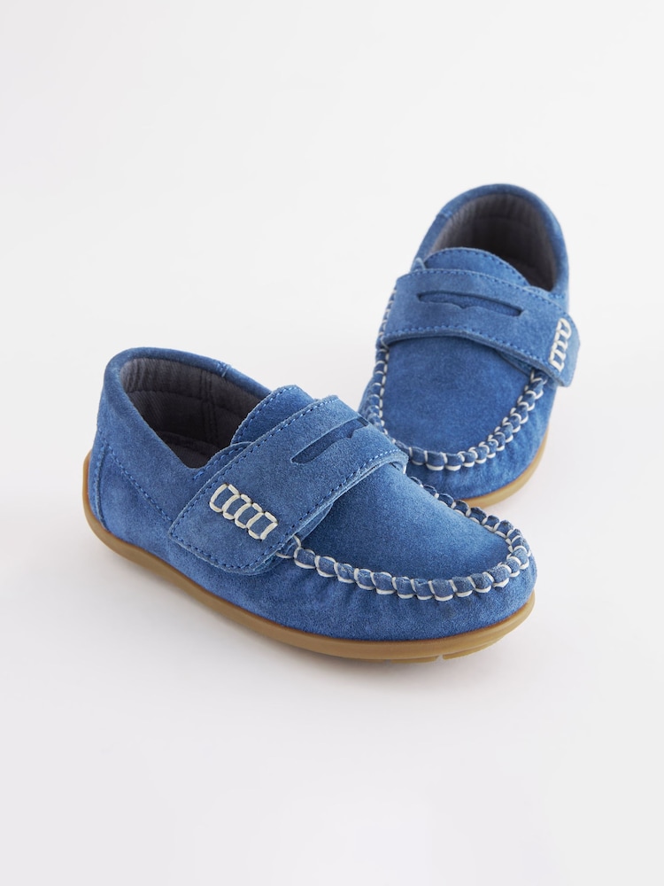 Bleu cobalt - Mocassins Penny en cuir avec fermeture tactile et rapprochée - Image 1 of 5