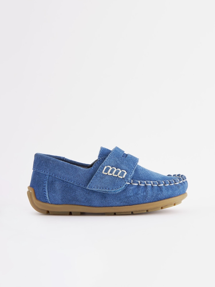 Bleu cobalt - Mocassins Penny en cuir avec fermeture tactile et rapprochée - Image 2 of 5