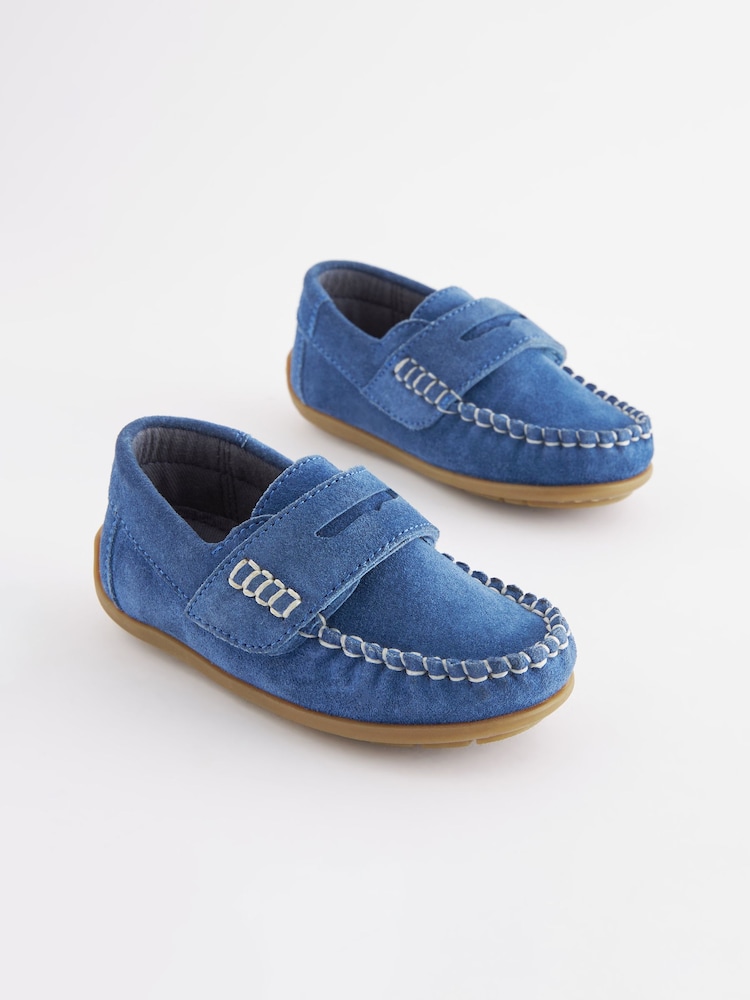 Bleu cobalt - Mocassins Penny en cuir avec fermeture tactile et rapprochée - Image 3 of 5