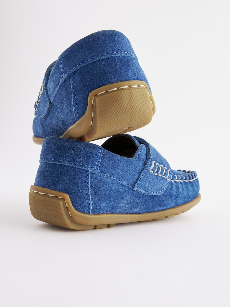 Bleu cobalt - Mocassins Penny en cuir avec fermeture tactile et rapprochée - Image 4 of 5