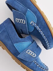 Bleu cobalt - Mocassins Penny en cuir avec fermeture tactile et rapprochée - Image 5 of 5