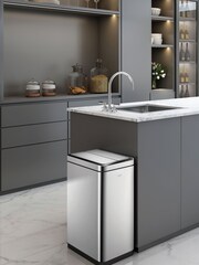 EKO Silver Stainless Steel Sensor Recycling 20+20 Litres Bin - Image 1 of 4