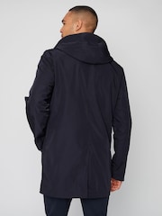 Threadbare Navy Blue Luxe Showerproof Zip Up Hooded Waterproof Raincoat - Image 2 of 4