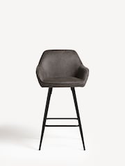 Monza Faux Leather Dark Grey Hamilton Kitchen Bar Stool - Image 2 of 8