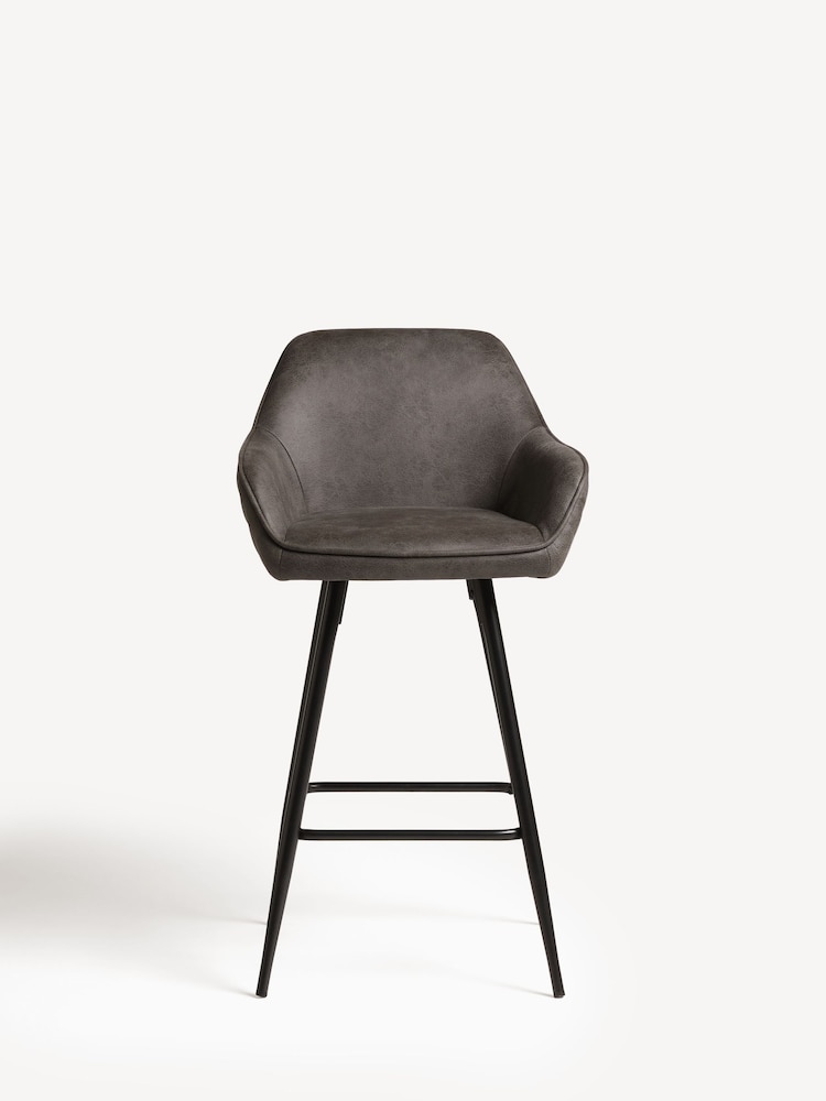 Monza Faux Leather Dark Grey Hamilton Kitchen Bar Stool - Image 2 of 8