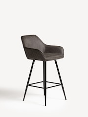 Monza Faux Leather Dark Grey Hamilton Kitchen Bar Stool - Image 3 of 8