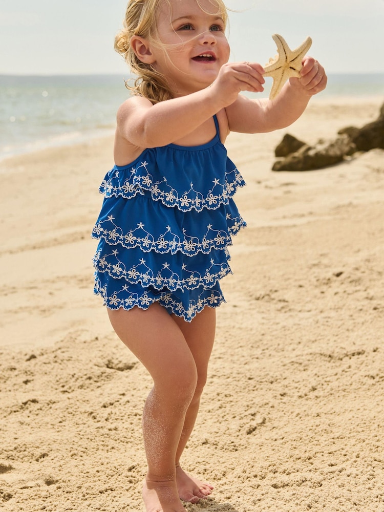 Blue Broderie Ruffle Swimsuit (3mths-7yrs) - Image 1 of 1