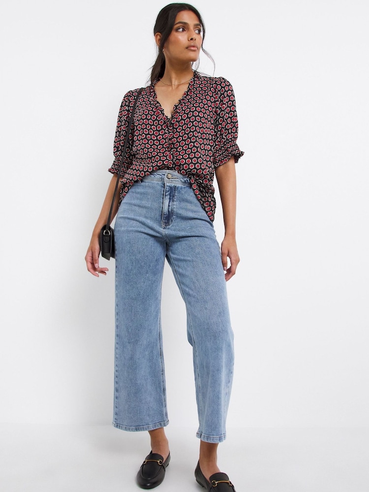 JD Williams Red Frill Trim Top - Image 1 of 4 JD Williams Red Frill Trim Top - Image 1 of 4