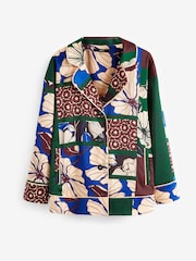 Green Patch Print Satin Button Front Blouse - Image 5 of 5