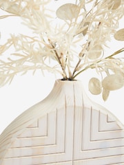 Natural Artificial Honesty and Pampas In Carved Wooden Pot - Image 3 of 4