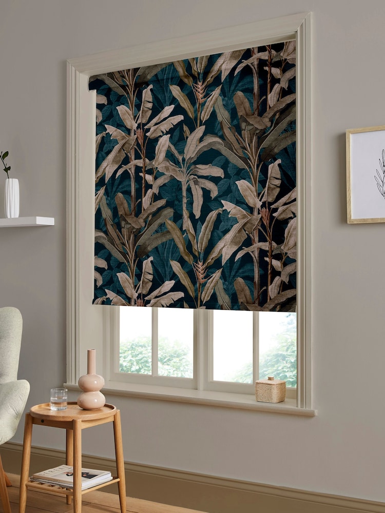 Graham & Brown Teal Blue Borneo Made to Measure Roller Blind - Image 2 of 6