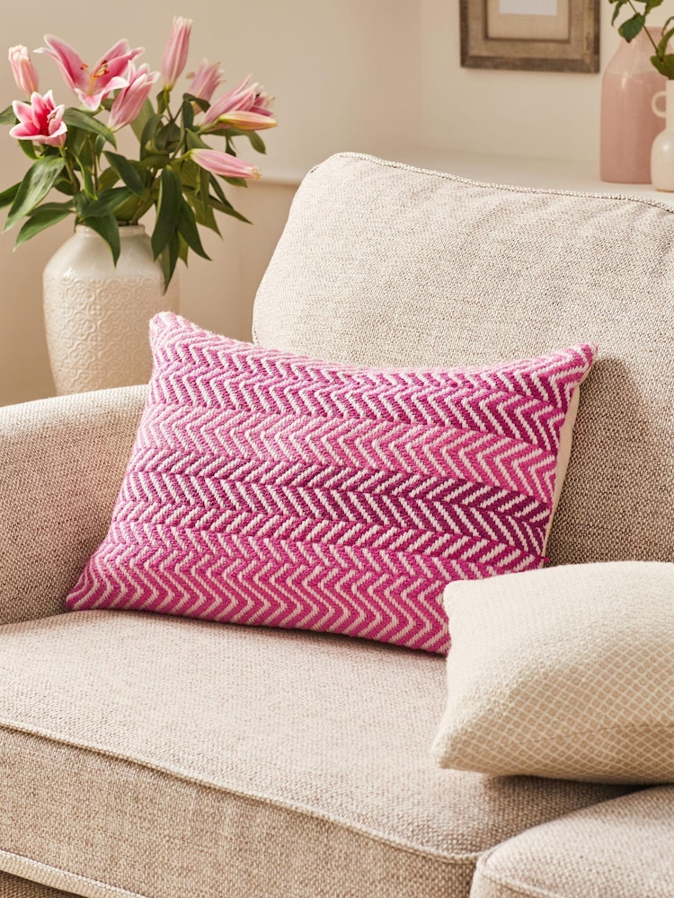 Fuchsia Pink Textured Stripe Cushion - Image 1 of 5