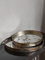 Libra Interiors Set of 2 Gold Trays With Blossom Design - Image 1 of 2