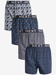 Navy Blue/Grey Dogtooth 4 pack Jersey Boxers - Image 1 of 6